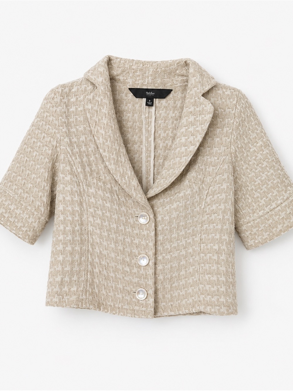 Mossimo Beige Textured Cropped Blazer Jacket Size Small